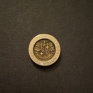 Vintage 80s 1980s Candy Stripe Teen Age Medal hospital Volunteer Pin brooch gold